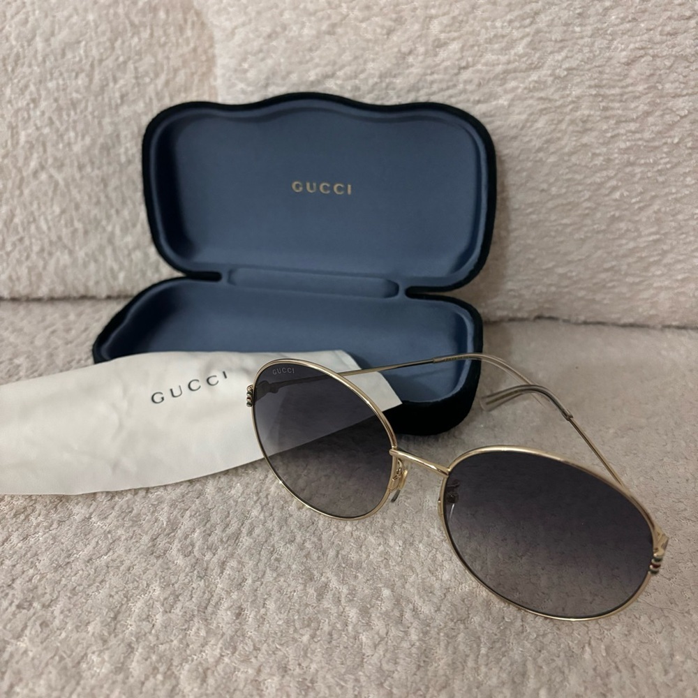 Gucci GG1281sk Gold Round Frame Sunglasses with Case